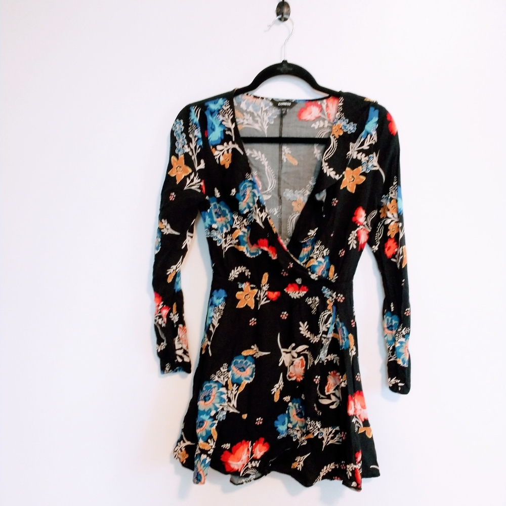 Express floral long sleeve mini dress